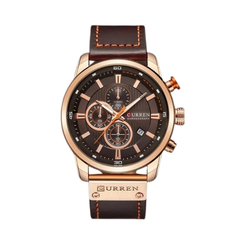 Elegant Quartz Watch with Leather Band