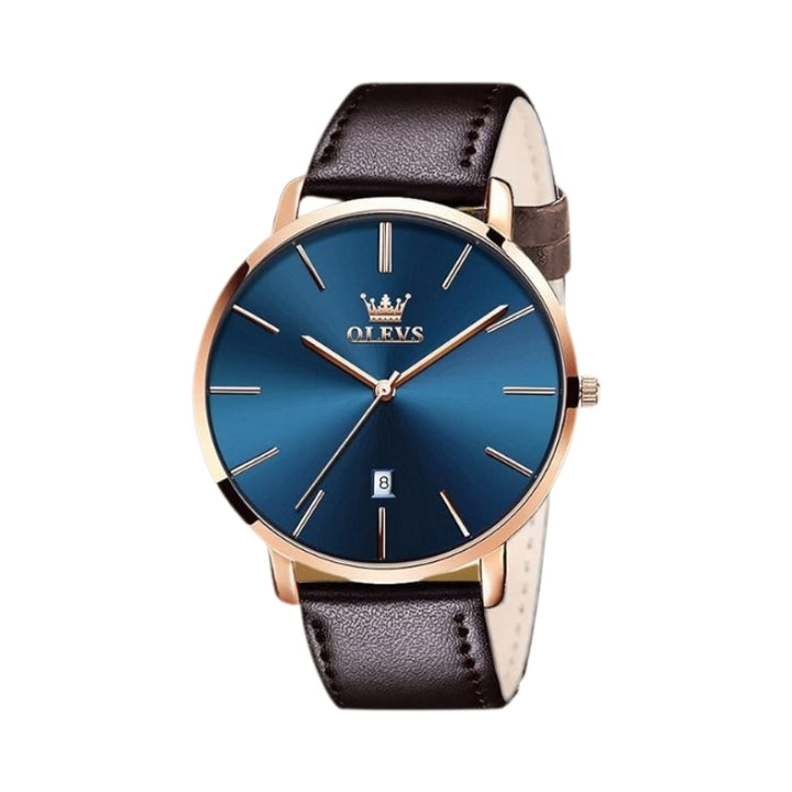 Leather Band Car Date Watch