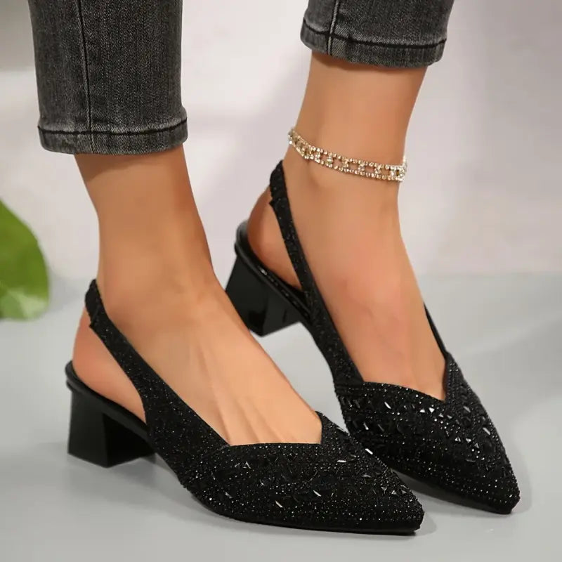 Women's Rhinestone Heeled Sandals