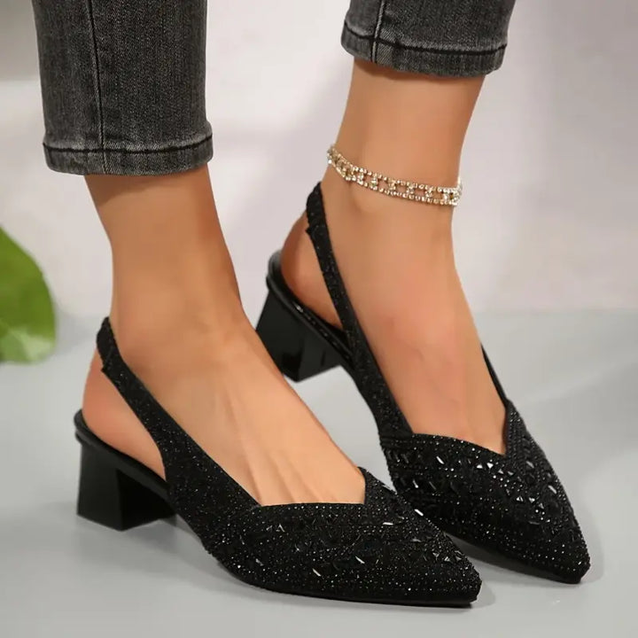 Women's Rhinestone Heeled Sandals