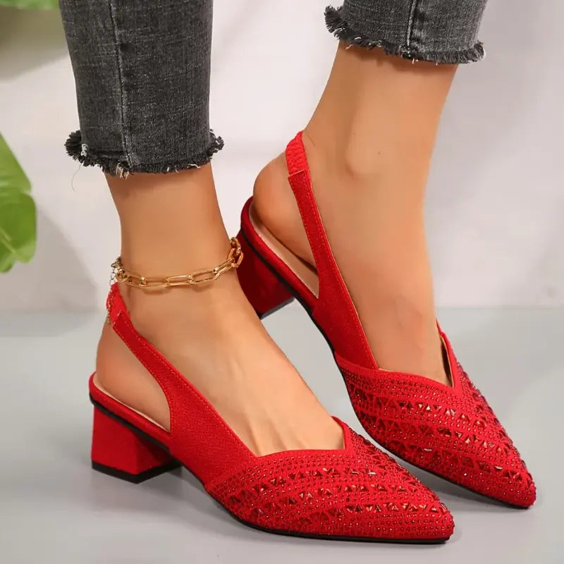 Women's Rhinestone Heeled Sandals